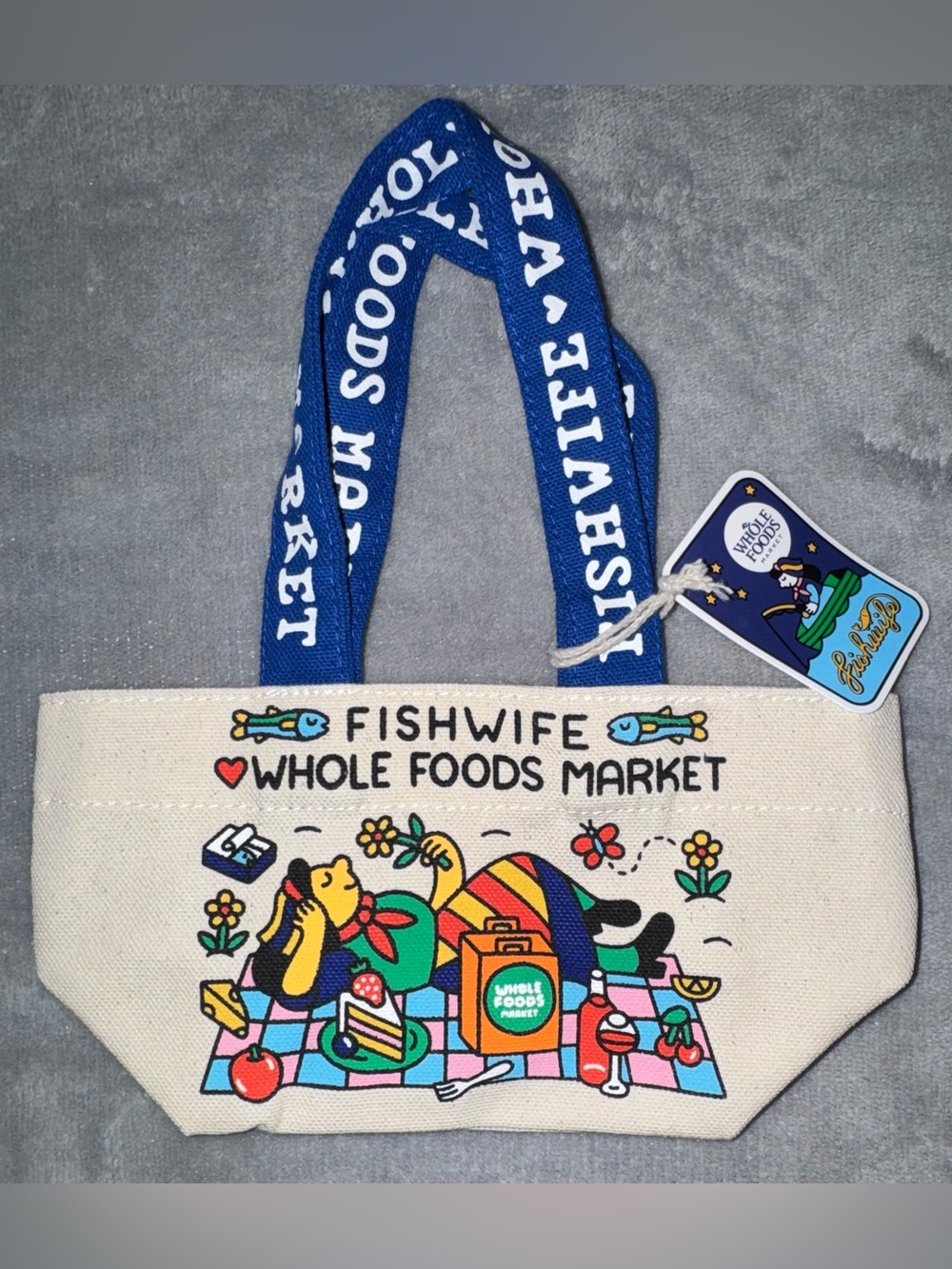 Whole Foods X Fishwife Tote Bag limited edition, sz micro